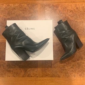 RARE! Phoebe Philo Céline Green Leather Ankle Boots Made In Italy 37.5